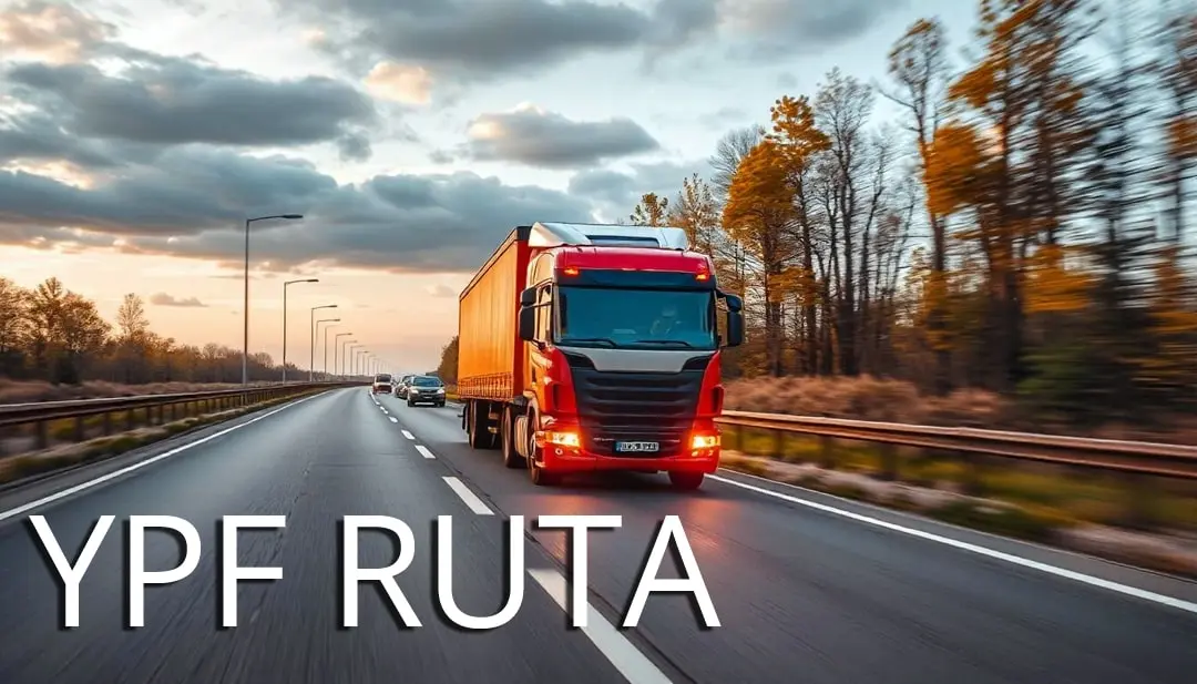 Camión de gran porte de color rojo viajando por la ruta